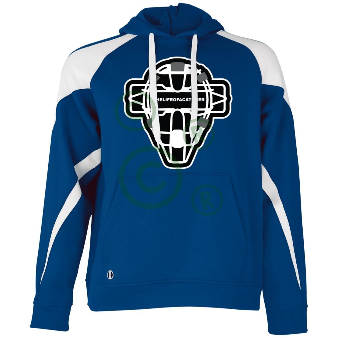 The Catching Guy Logo Mask Unisex Colorblock Fleece Hoodie - Royal/White