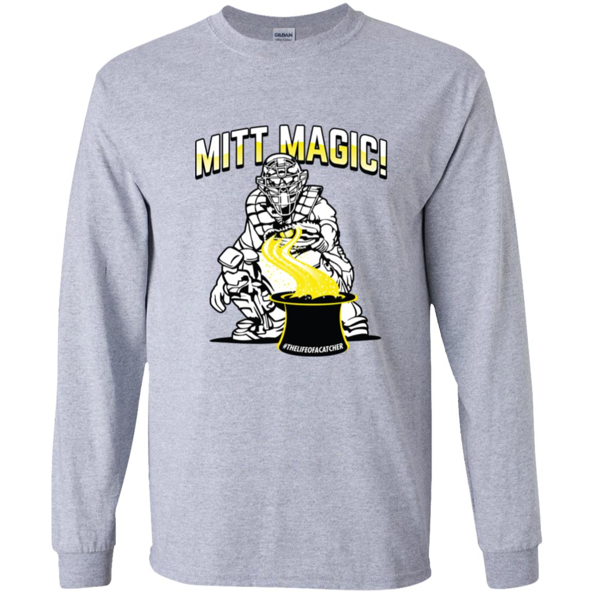 The Catching Guy Mitt Magic Youth Long Sleeve Tee grey