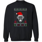 Ugly Christmas Sweater Catcher's Mask - Unisex Crew Neck Sweater - Santa Hat - Black