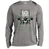 We Don't Skip Leg Day - Colorblock Performance Long Sleeve Tee - Vintage Heather/Black