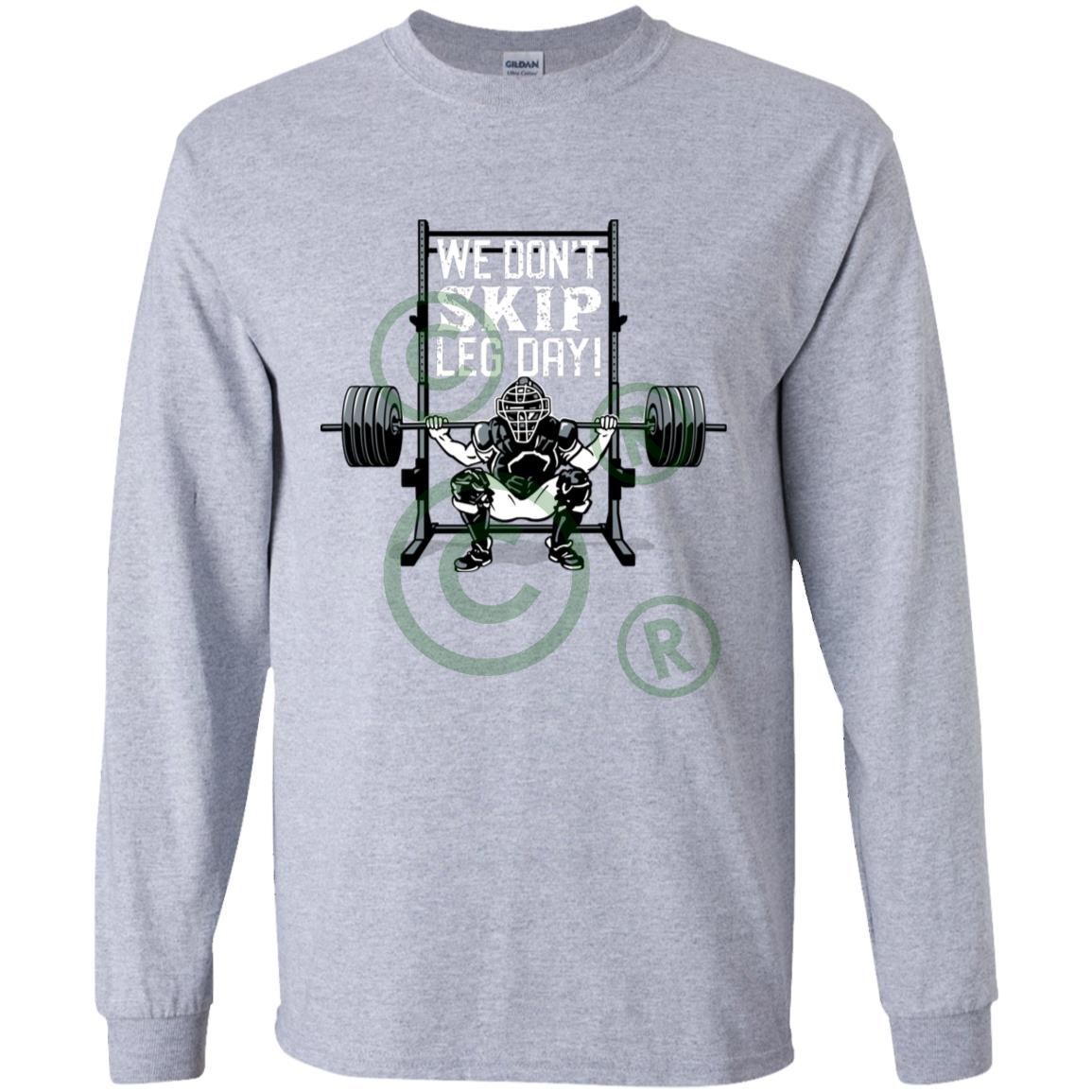 We Don't Skip Leg Day - Youth Long Sleeve Tee - Grey