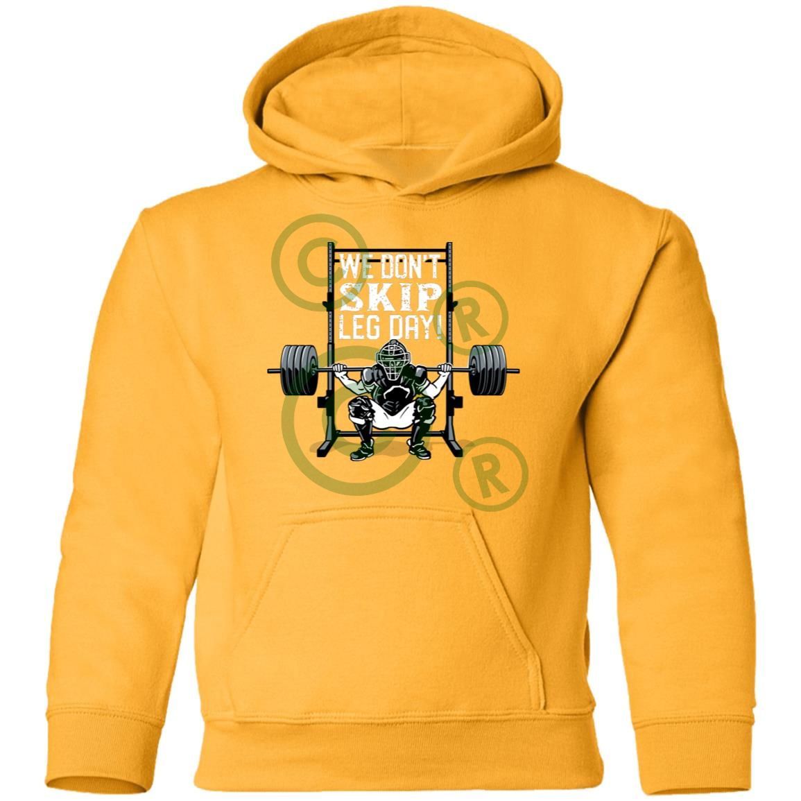 We Don't Skip Leg Day - Youth Pullover Hoodie - Gold