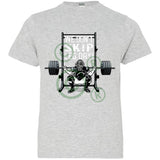 We Don't Skip Leg Day - Youth T-Shirt - Heather Grey