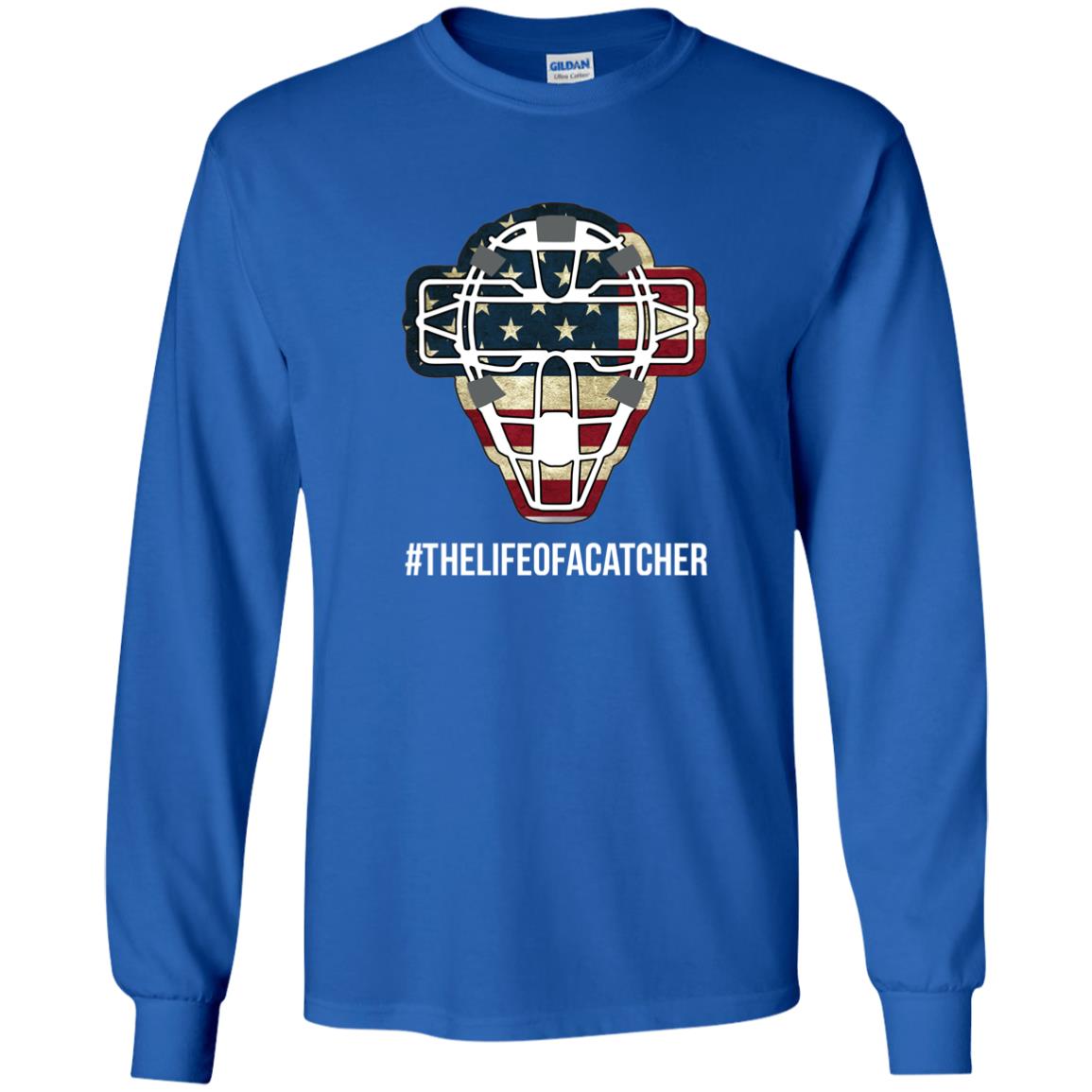 The-Catching-Guy-catcher-logo-long-sleeve-tee-blue-flag
